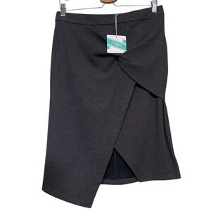 NWT Umgee Women's Wrap Style Midi Skirt Charcoal Gray Size L / Large